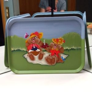 EASTER CUTE PAINTED 16 X 12 EASTER BUNNY TRAY